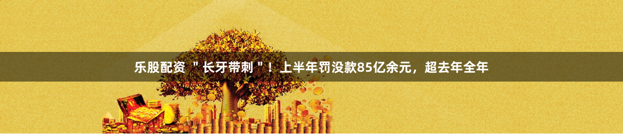 乐股配资 ＂长牙带刺＂！上半年罚没款85亿余元，超去年全年